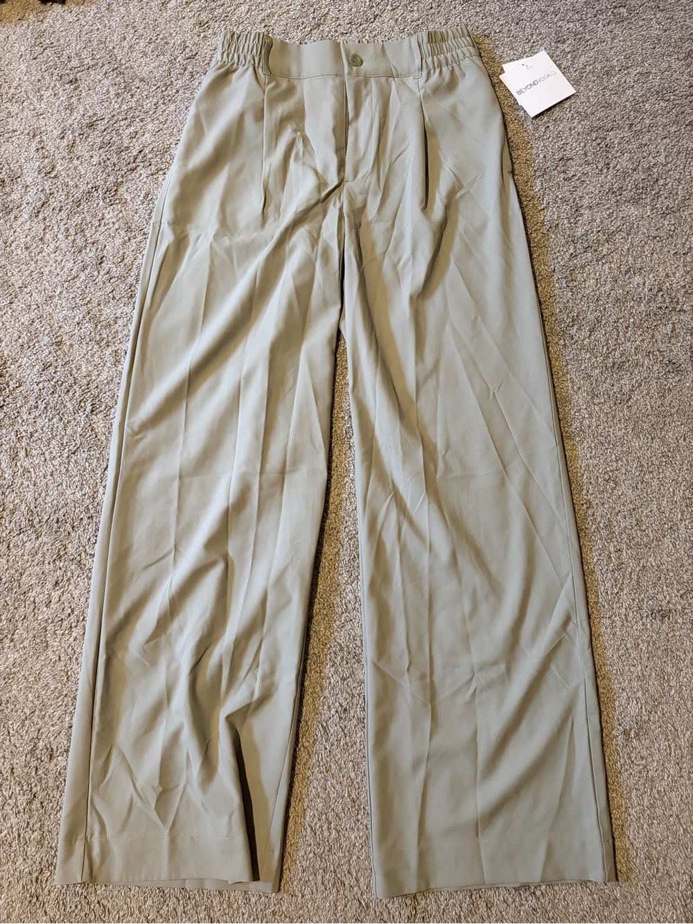Beyond Yoga Status Wide-Leg Trouser in Gray Sage (NWT)
